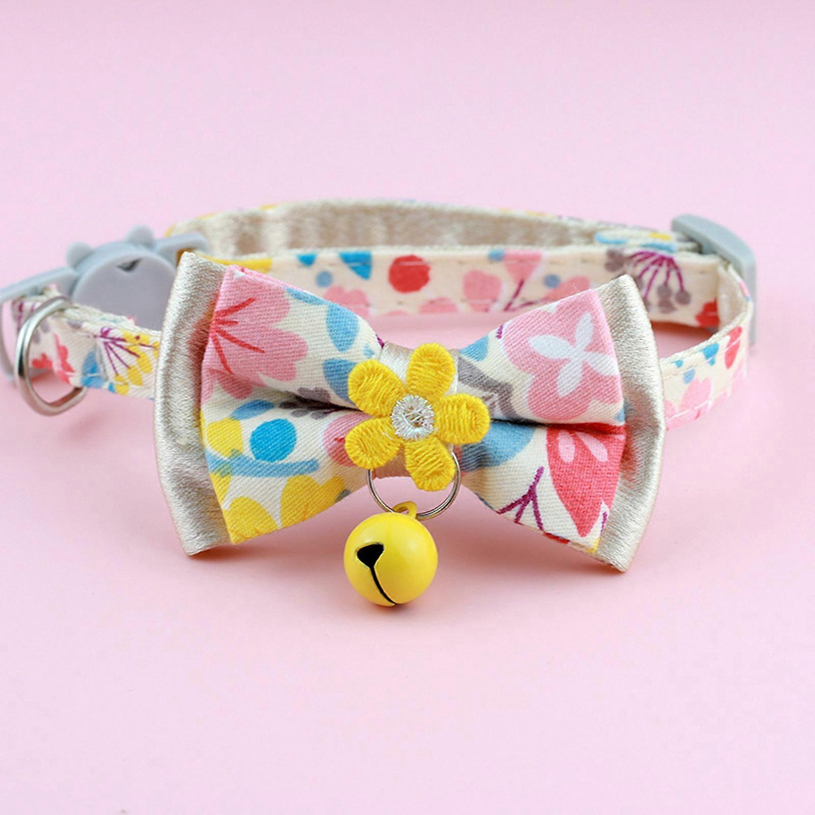 Cat Collars, Floral Bow Collar with Bell, Removable Cat Collar with Tie, Cute cat Collar for Cats and Puppies