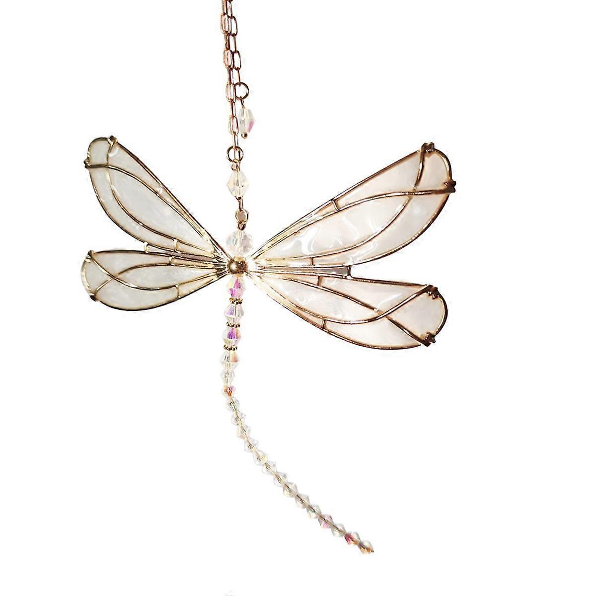 Suncatcher Dragonfly ، صائد الشمس ذبابة الصغير ذبابة اليعسوب مع بلورات ، قلادة صانع قوس قزح واي