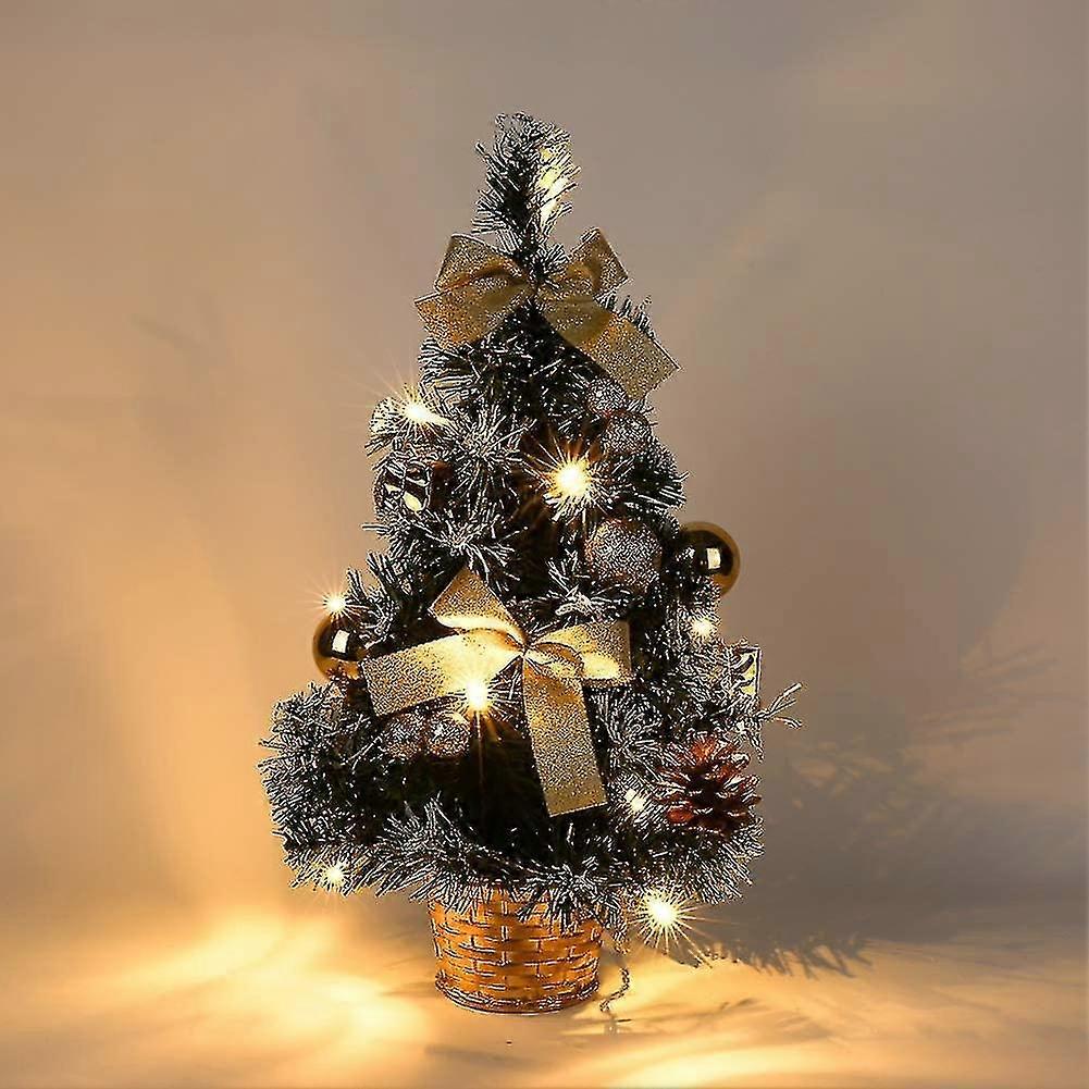 Clover Small Christmas Tree With Lights, Mini Desktop Decorated Christmas Tree (40cm) C