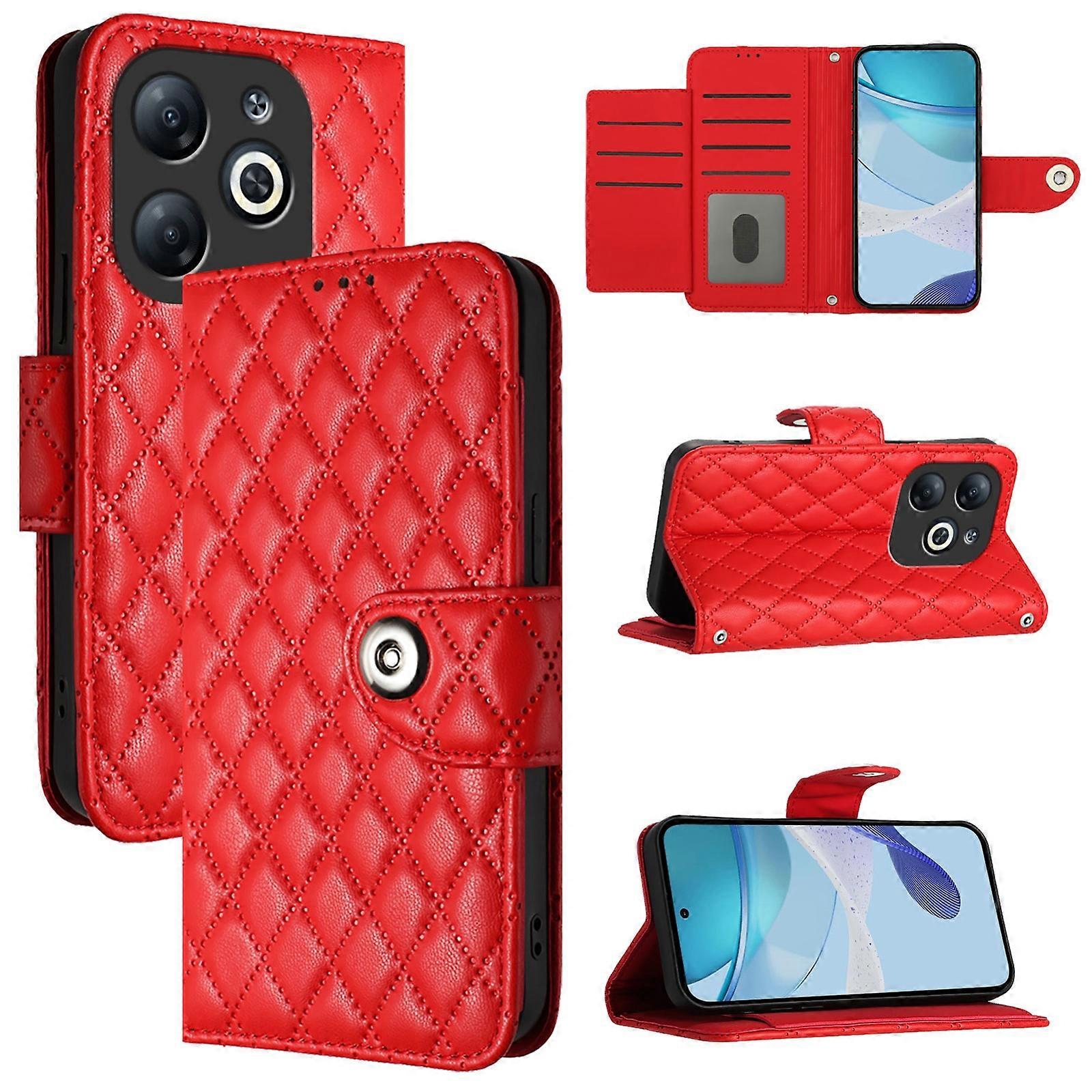 Rhombic Leather Case For Infinix Smart 8