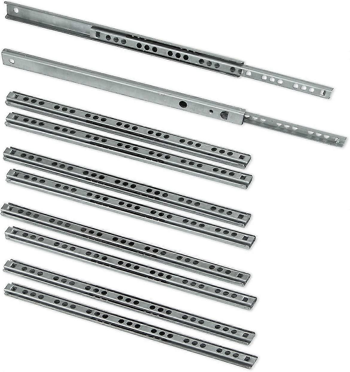 Pack Of 5 Pairs (10 Pieces) Slides/ball Slides Extract Part 17mm X 278mm For Drawer, Zinc Plated