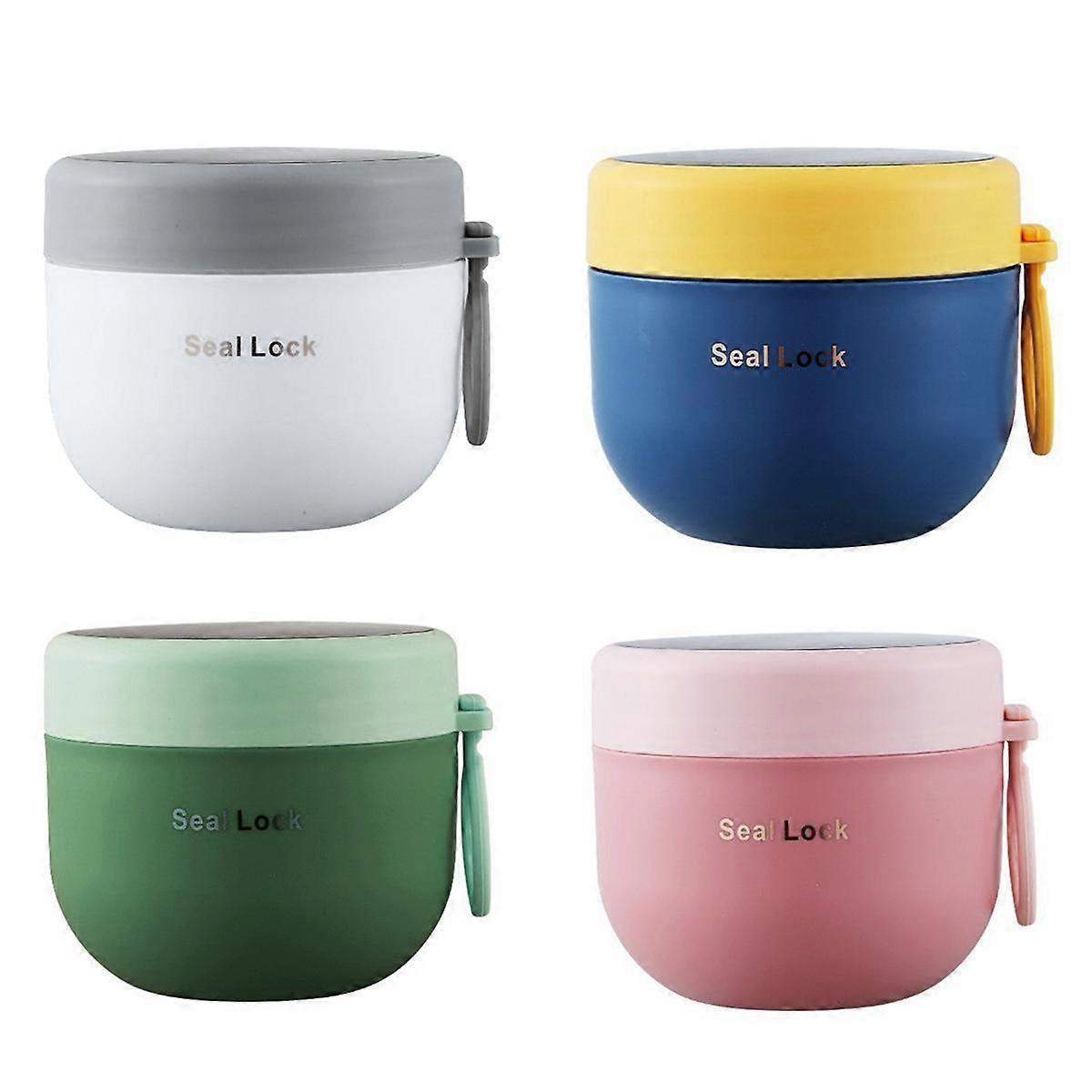 Overnight Oats Containers with Lids, 20Oz Portable Overnight Oats Jars with Spoons, Leak-Proof Plastic Yogurt Jars 4Pcs