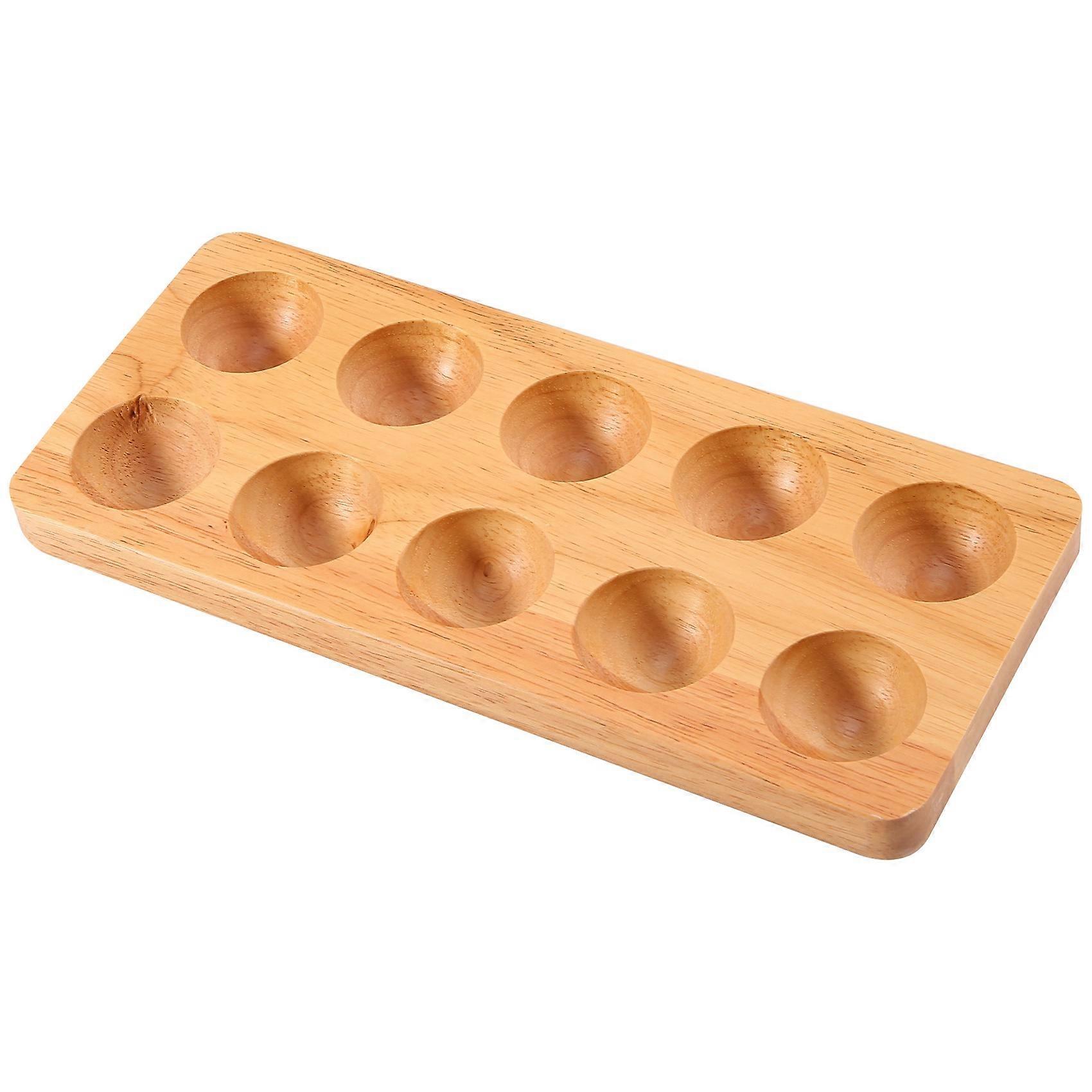 Egg Tray Wooden Egg Holder for Eggs Usable in Kitchen Refrigerator, or Countertop for Display or Storage, Holds 10 Eggs