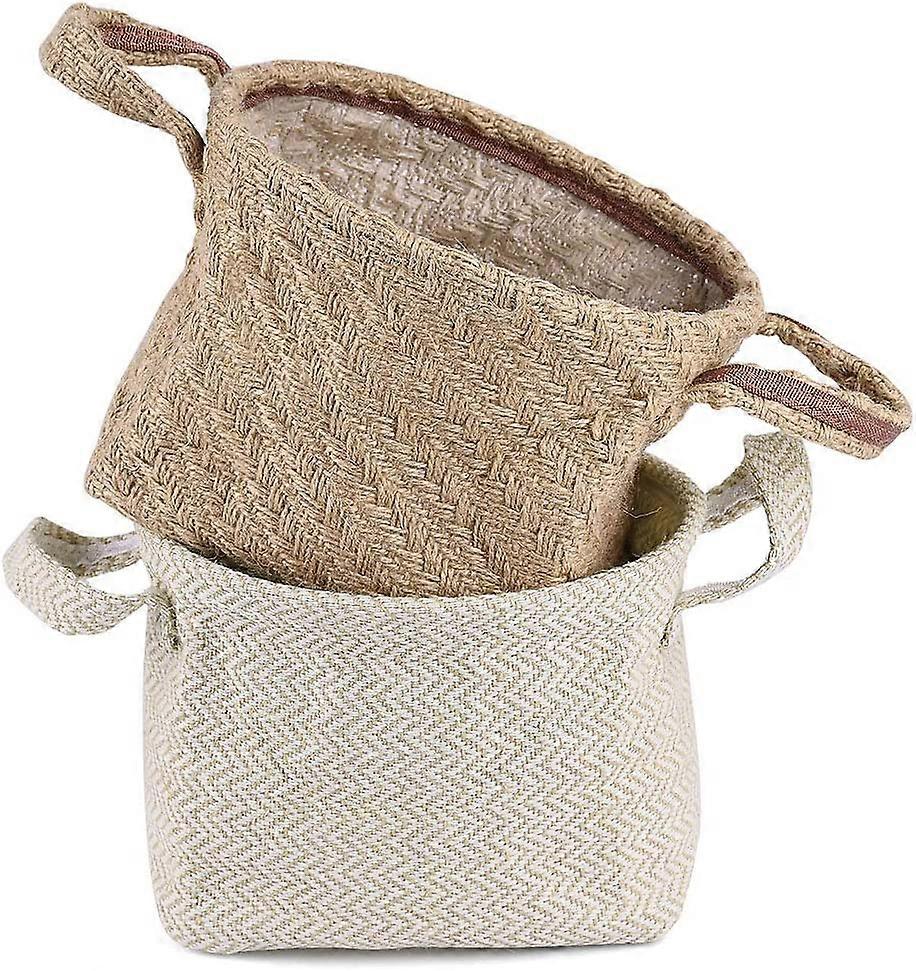 2 Sets Linen Storage Baskets with Handle