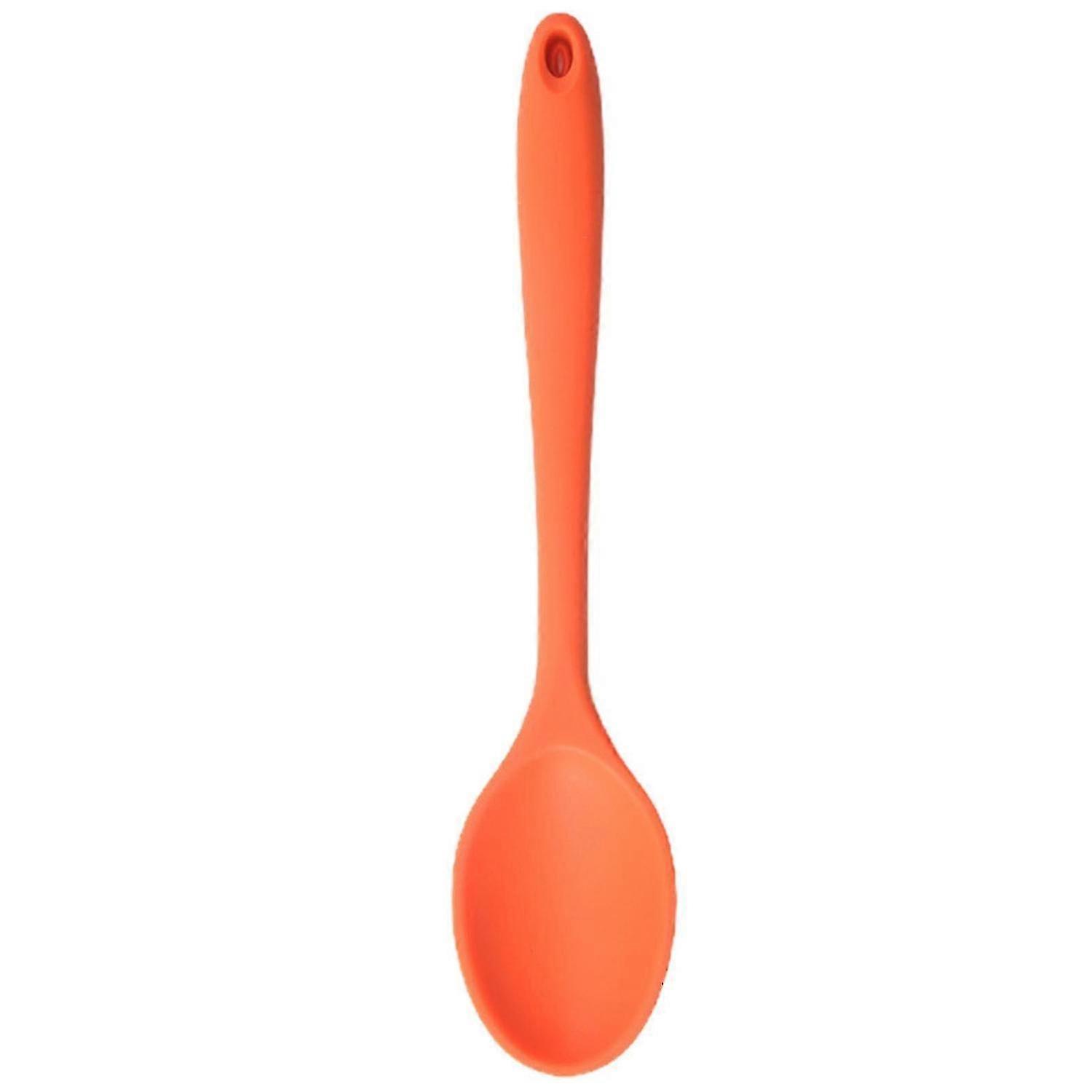 2pcs Orange Silicone Long-handled Heat-resistant Cooking Spoons