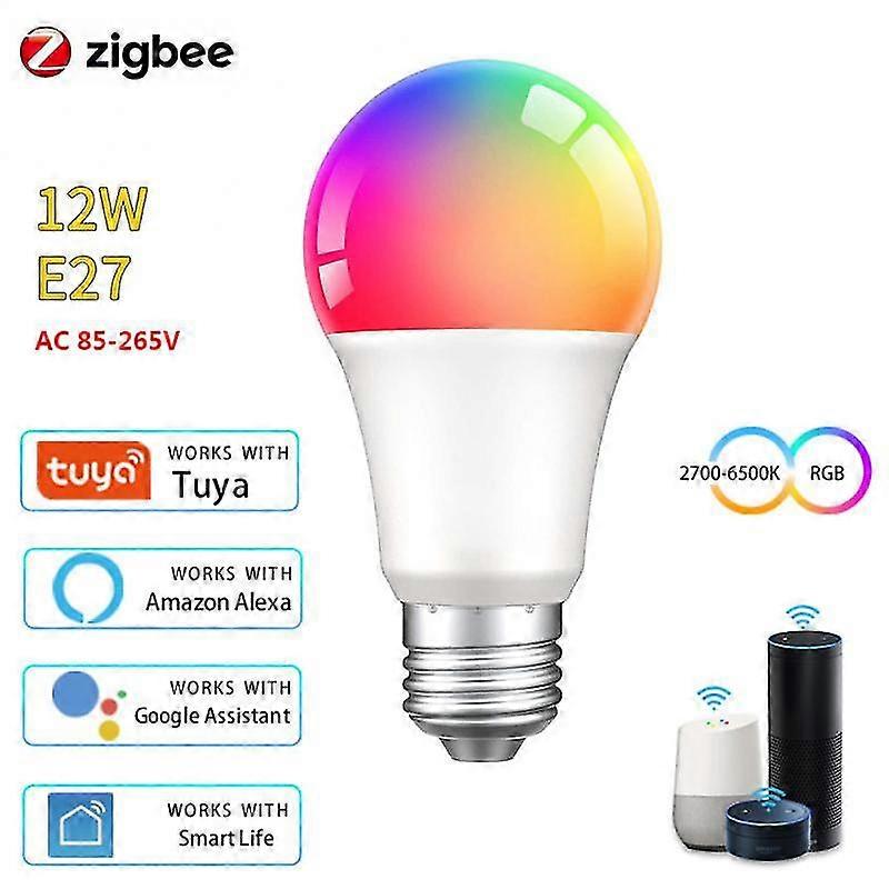 Tuya Smart Bulb Zigbee 9/12/15/18w Wireless App Timing Led Lights Rgbw E27 Lâmpada 2700K-6500K Controle de Voz