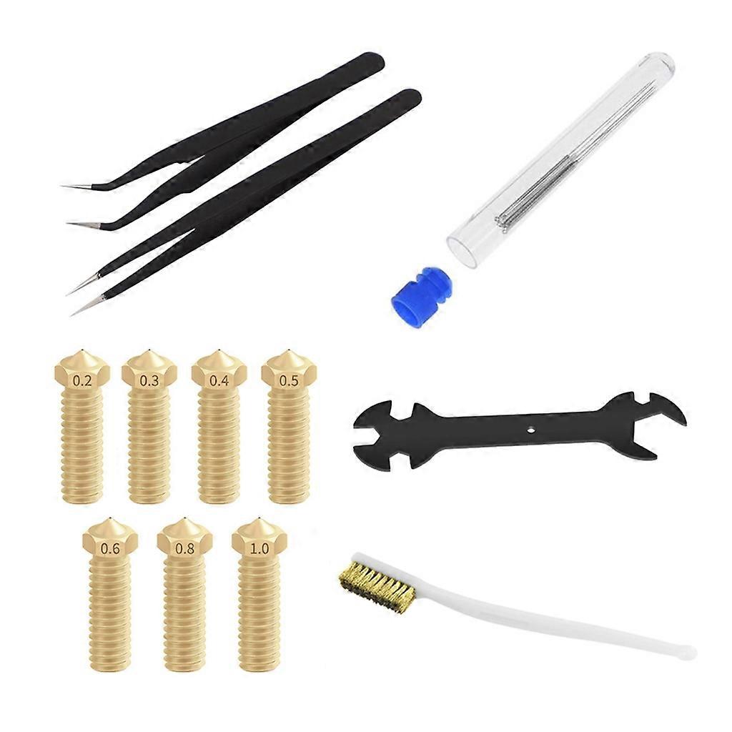 3D Printer Nozzle Cleaning Kit Multiple Tools Tweezers Needle Nozzles Wrench