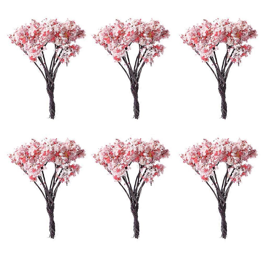 6 PCS Cherry Blossom Decorations Desktop Decor Simulation Tree Artificial Christmas Tree