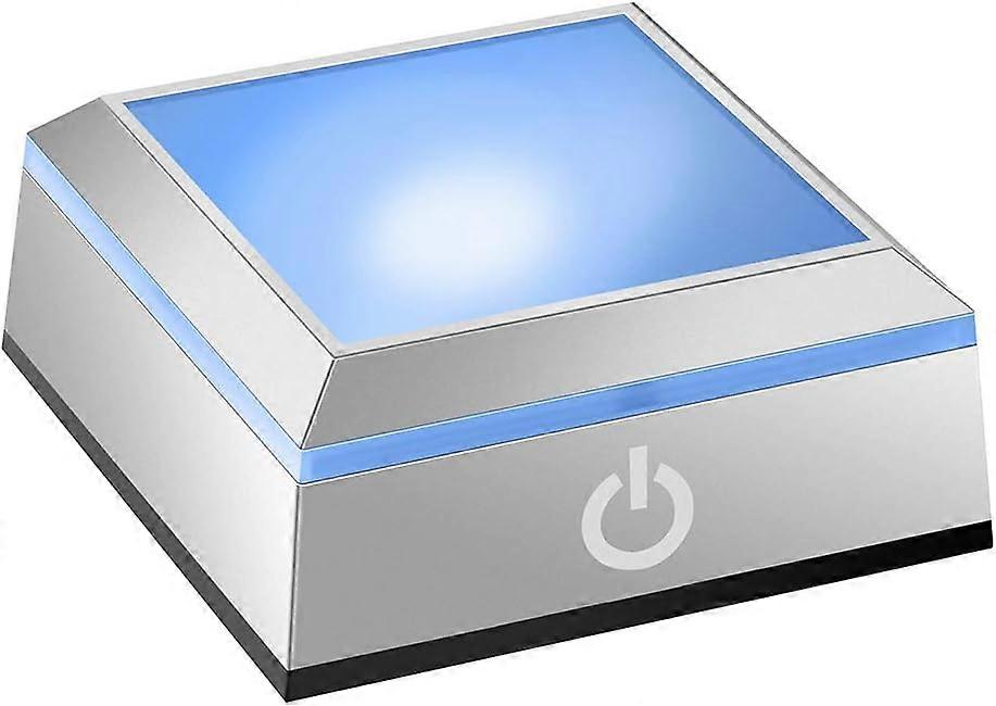 LED Light Base Multicolor Show Stand Display Plate Square Display Lighted Base for Glass Crystal Art with Sensitive Touch Switch (Flat Surface)