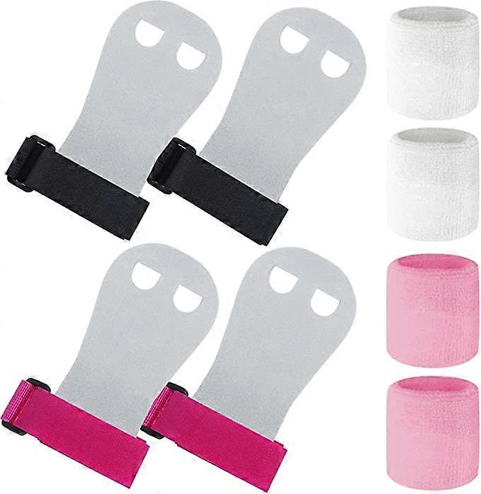 Gymnastics Grips Wristbands, 2 Pairs Gymnastic Hand Grips Athletic Pink Wrist Bands Terry Cloth Sweat Bands Girls Sports Accessories for Kids Basketba