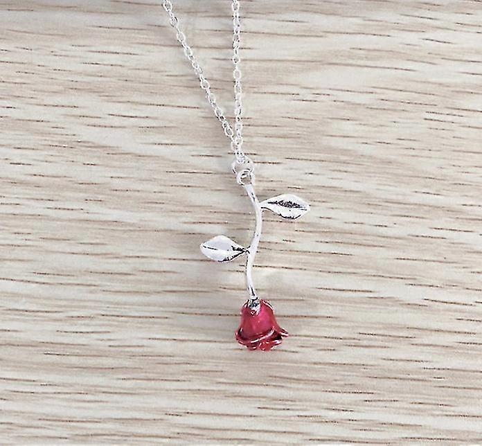 Colliers Rose Rose Fleur Pendentif Argent