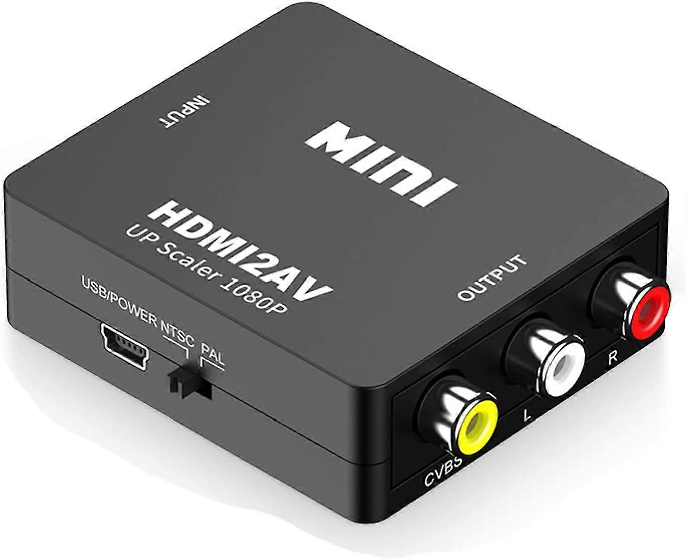HDMI to RCA, HDMI 2 AV Converter, Converts Analog RCA Composite (Yellow, White, Red) Output, HDMI Input.
