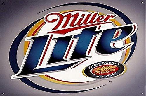 ブリキの看板とビール - つや消し金属、16x12インチ