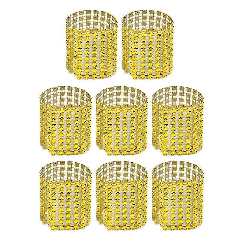 8Pcs/Set Serviette Circles Anti-deformation Rustproof Hollow Design Rhinestone 8 Rows Banquet Cloth Napkin Button for Party JIKAIX