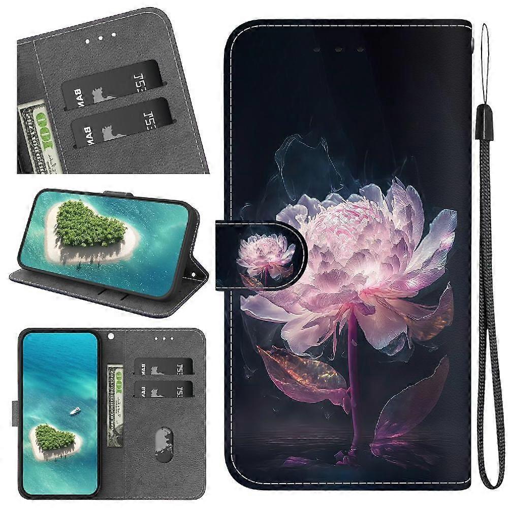 Case For Google Pixel 9 Pro Painted Wallet Cover with Card Slots Compatible with Google Pixel 9 Pro Case - Pink Flower