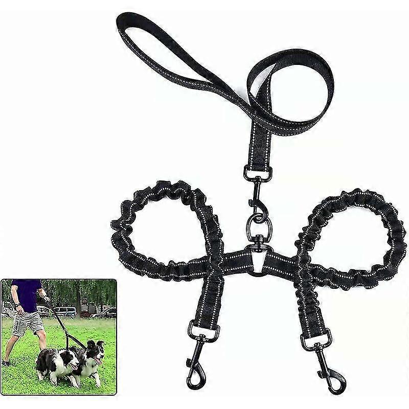 For Double Dog Leash for 2 Dogs - 360Tangle-free Multifunctional Detachable Leash with Elastic Shock Absorption