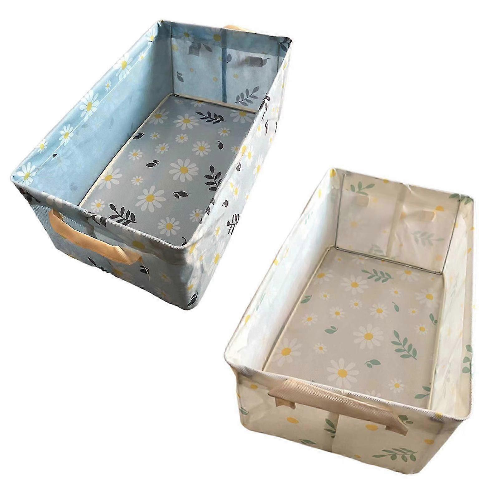 Daisies Pattern Pants Storage Box Large Capacity Stackable Storage Case for Bedroom