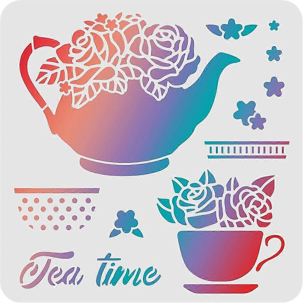1pc Plastic Reusable Drawing Painting Stencils Templates for Painting on Scrapbook Paper Wall Fabric Floor Furniture Wood Square Rose Pattern 300x300m