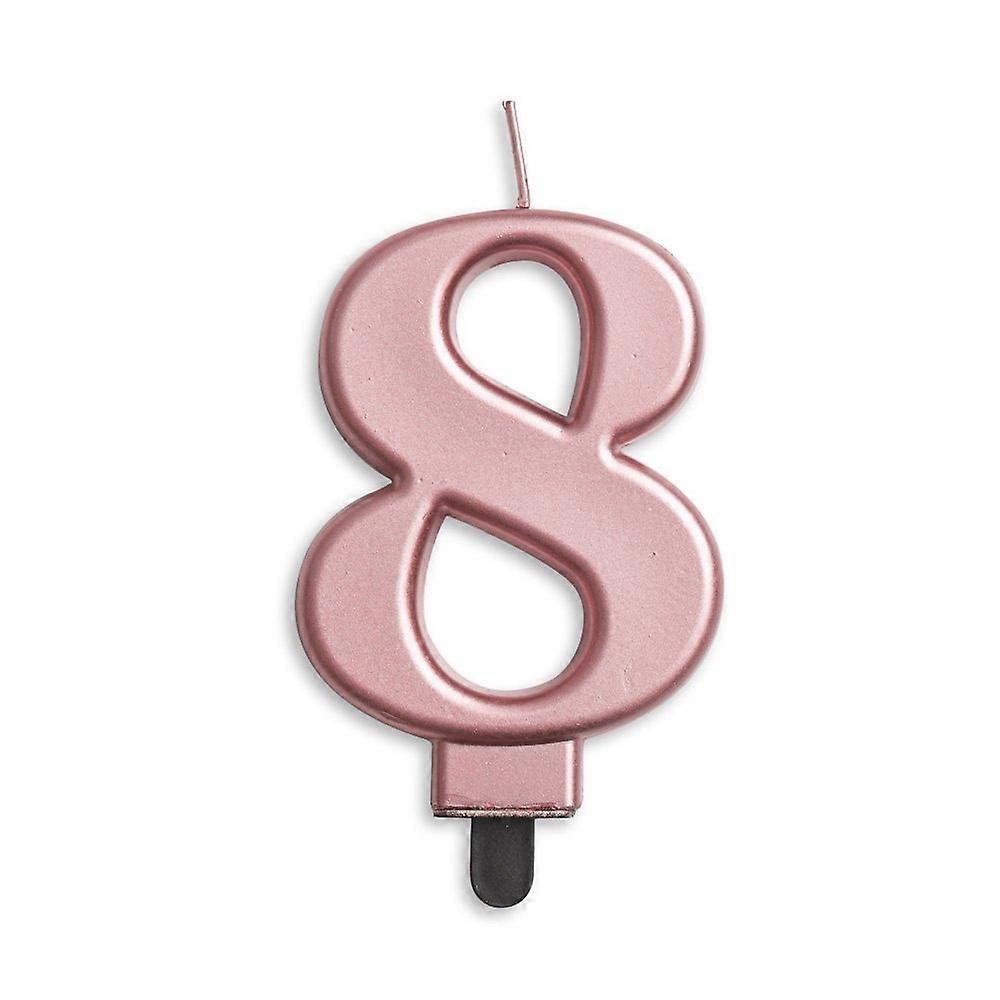Vela número '8' rosa
