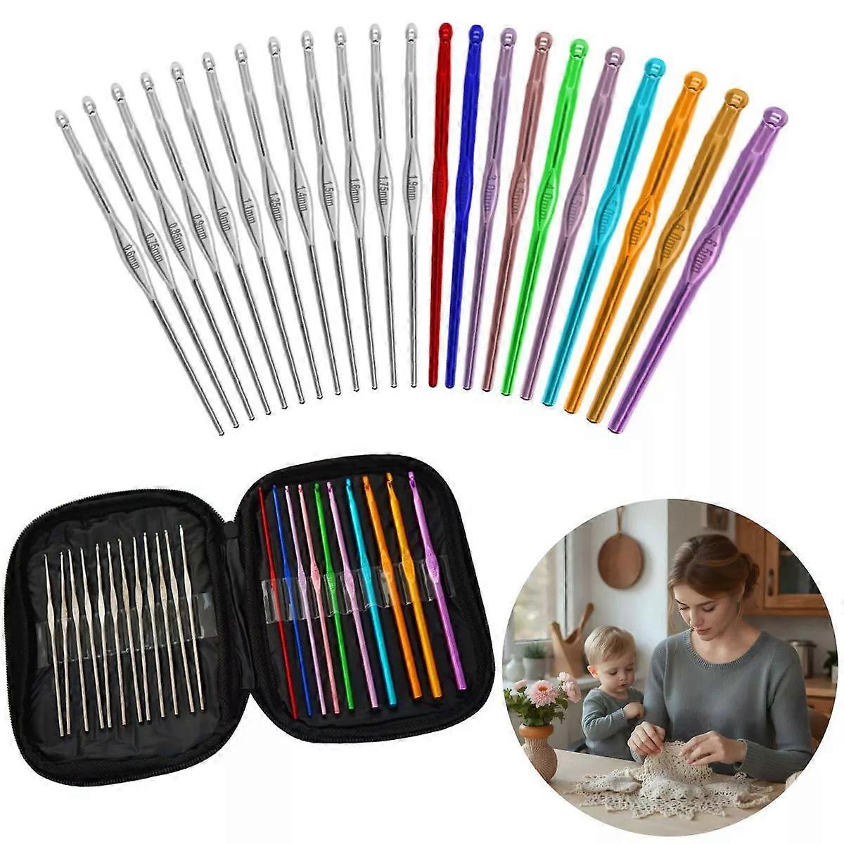 23 pcs. Set of crochet hooks in a case Crochet set 0.6 - 6mm Crochet handwork