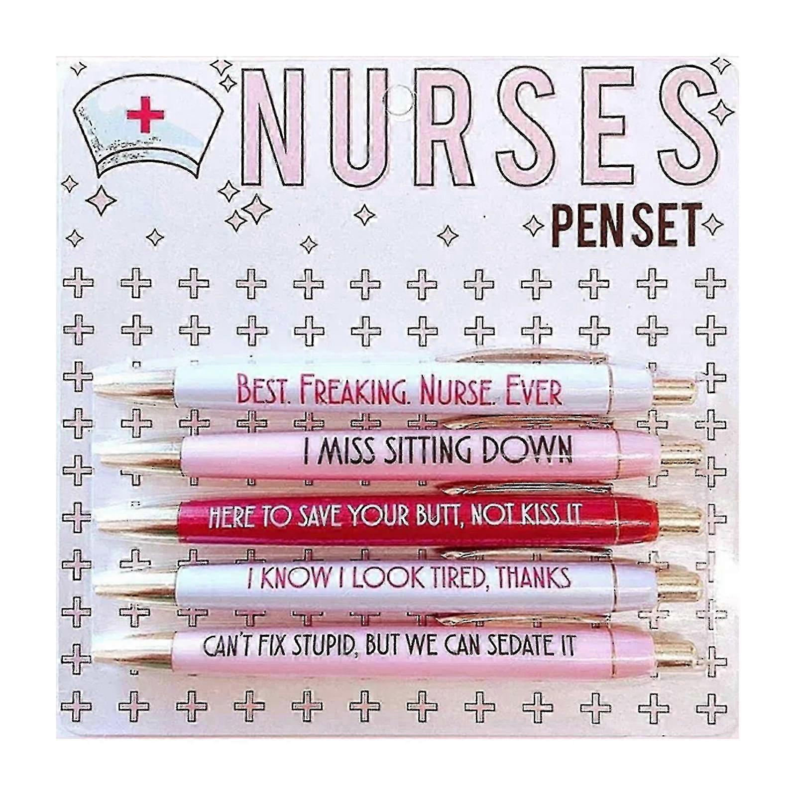 5 قطع مضحك ممرضات الأقلام مجموعة الكتابة السلسة تصميم دقيق القلم لهدية عيد الحب