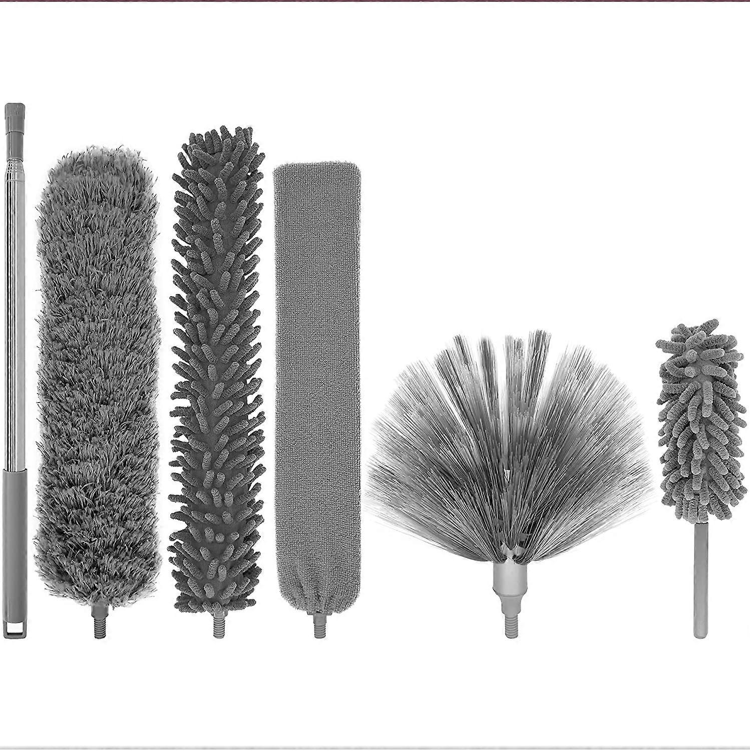Microfiber Duster Kit, Telescopic Pole, Cleaning Heads, Feather Duster
