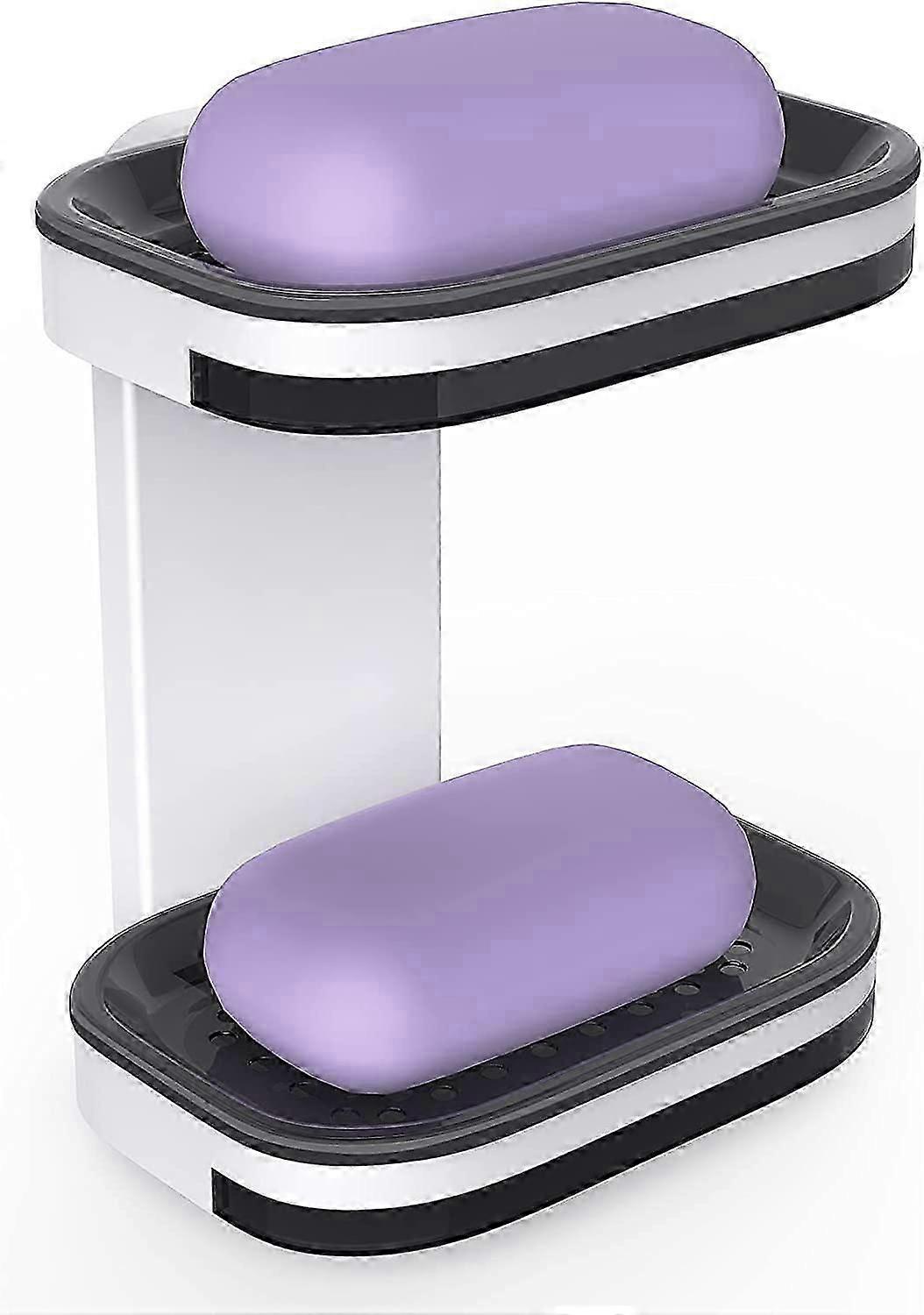 Suction Cup Wall Mounted Double Layer Soap Rack No Drilling Brackets Required