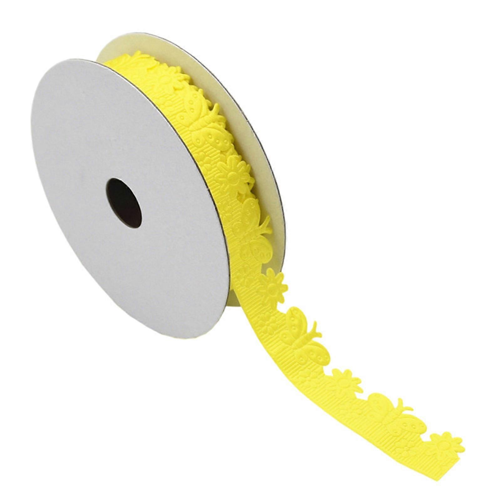 Craft Ribbon Customizable Butterfly Print Ribbon Wrapping Rope for Gift Wrapping and Party Decors, Fade Resistants Yellow