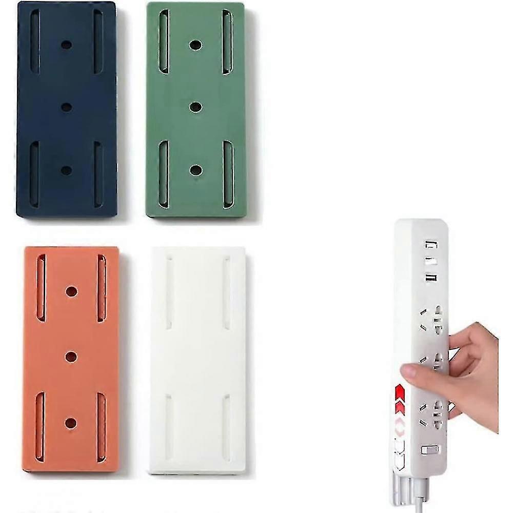 4pcs adhésif sans poinçon support de prise, auto-adhésif Power Strip Holder Fixator Wall Mount Plug-in Socket Fi QVH