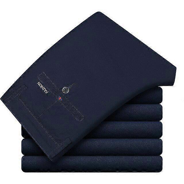 Men's Business Casual Pants Classic Style Stretch Regular Fit Brand Trousers Gray Navy Khaki Black
