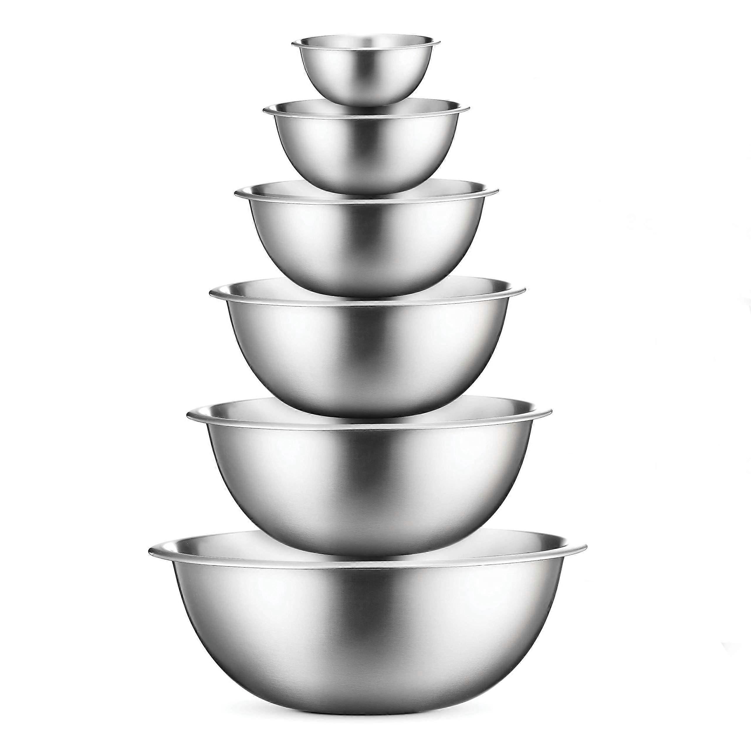 Stainless steel nesting mixing bowls, dishwasher safe, suitable for baking