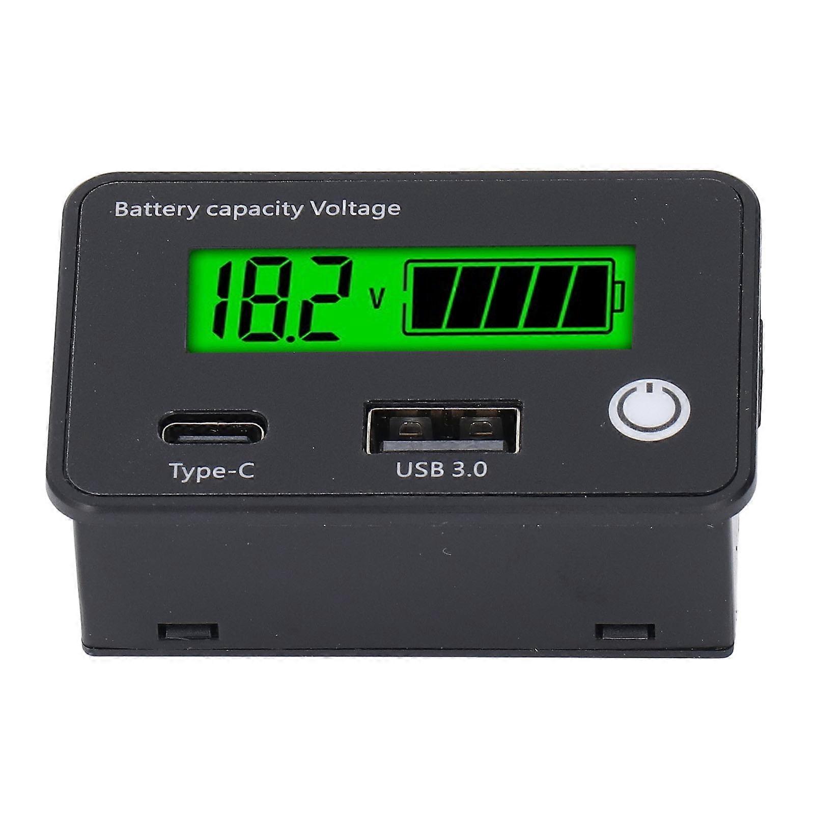 Battery Monitor Dual Interface DC8 to 30V LCD Digital Battery Capacity Percentage Voltage Monitor Meter for Car Golf Cart