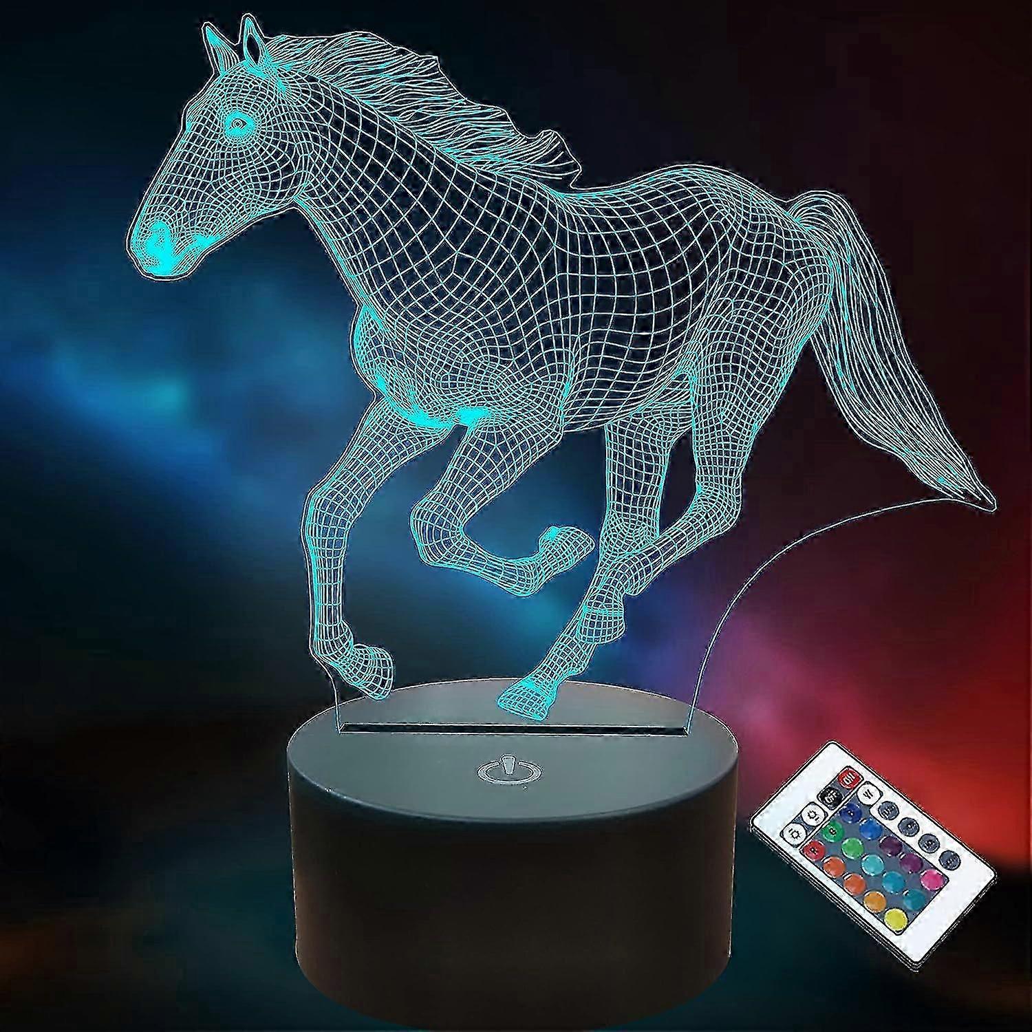 Pferd Nachtlichter, 3D Pferd Illusion Lampe mit 16 Farben Fernbedienung / Dimmen / Timer Funktion, Geburtstagsgeschenke für Frauen Kind Baby Junge Mädchen