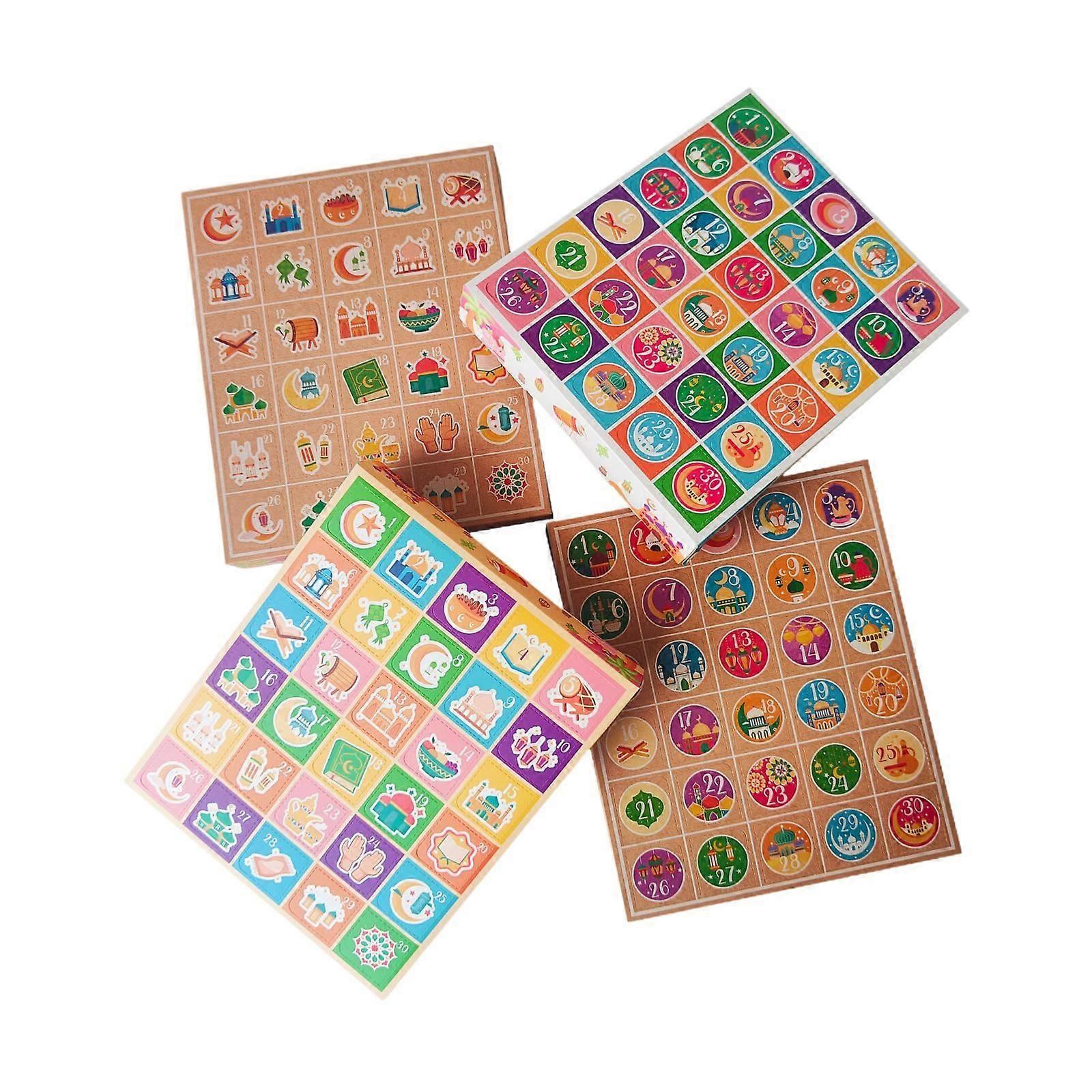Mubarak Advent Calendar Box Eid Candy Boxes Festival Party Empty Storage Box 4Pcs