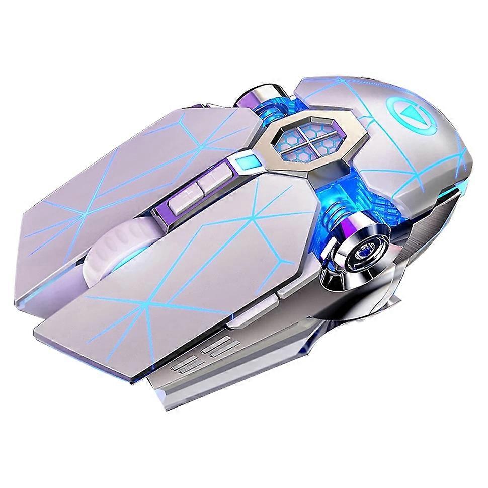 YINDIAO A7 1600 DPI 7 Keys Silent Gaming Mouse 7-color Light 2.4G Wireless Mouse-Mirror White