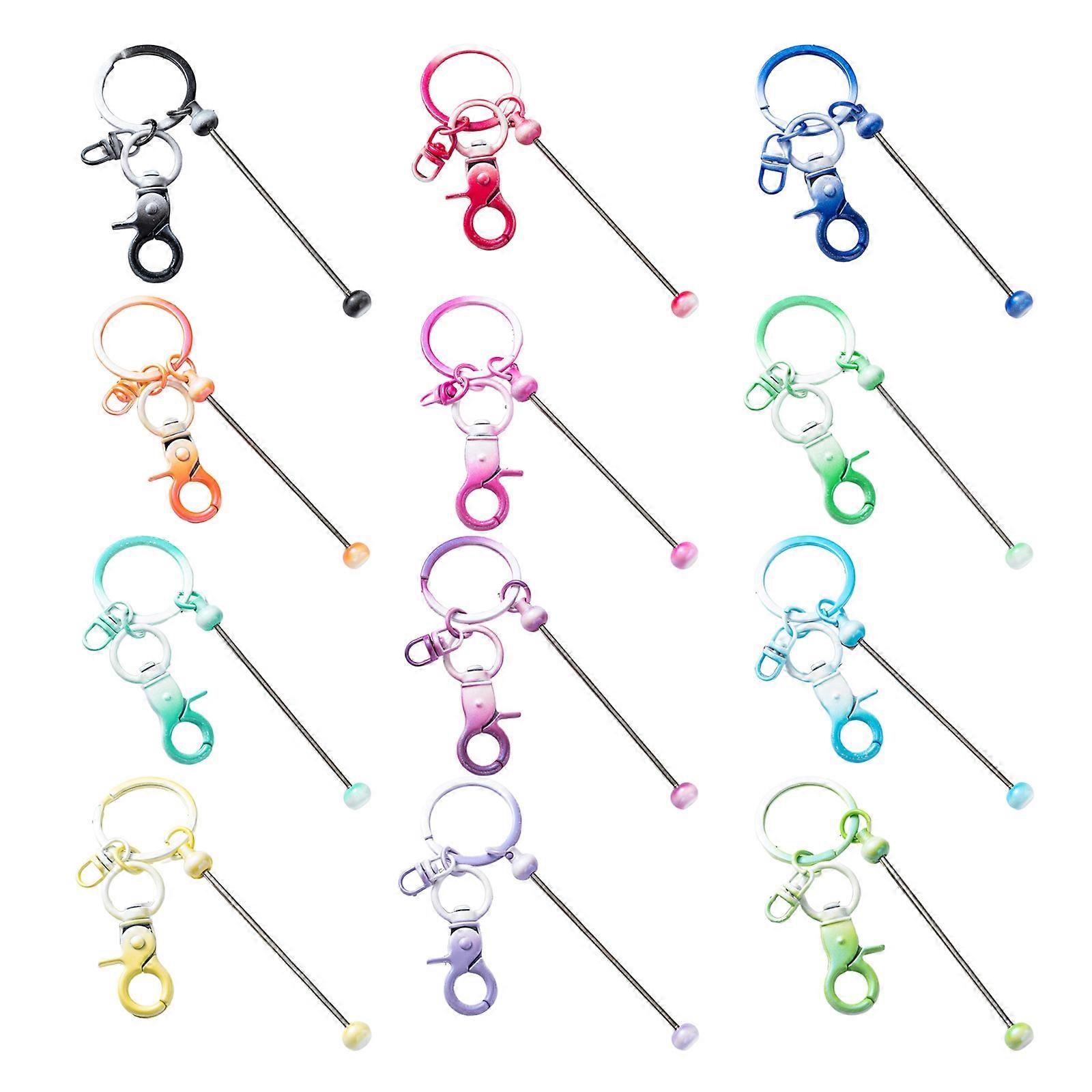 Multipurpose 12 Pcs Keychain Creation Set with Beading Rods Resealable Bags and Personalized Thank You Cards Daily Use gradient color