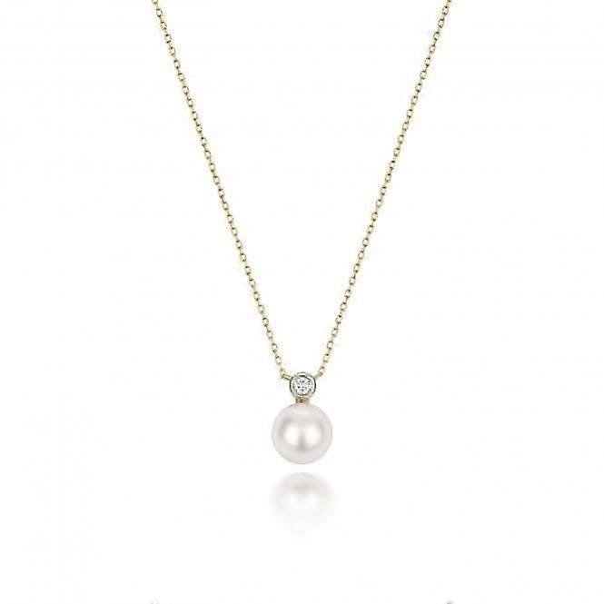 18ct Gold Diamond & Akoya Pearl Necklace NDQ207