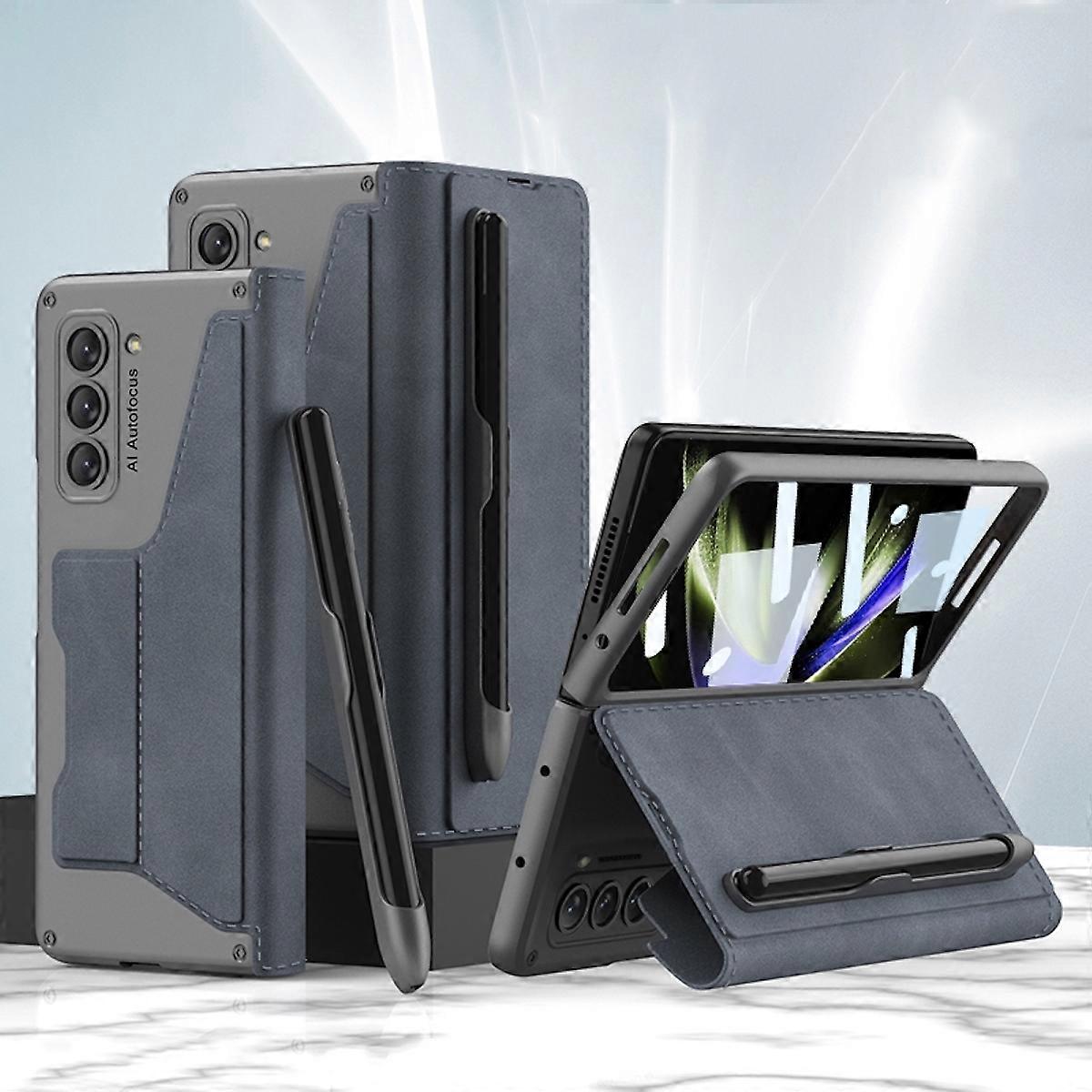 For Samsung Galaxy Z Fold5 5G Protective Case Artificial Leather + Pen Holder