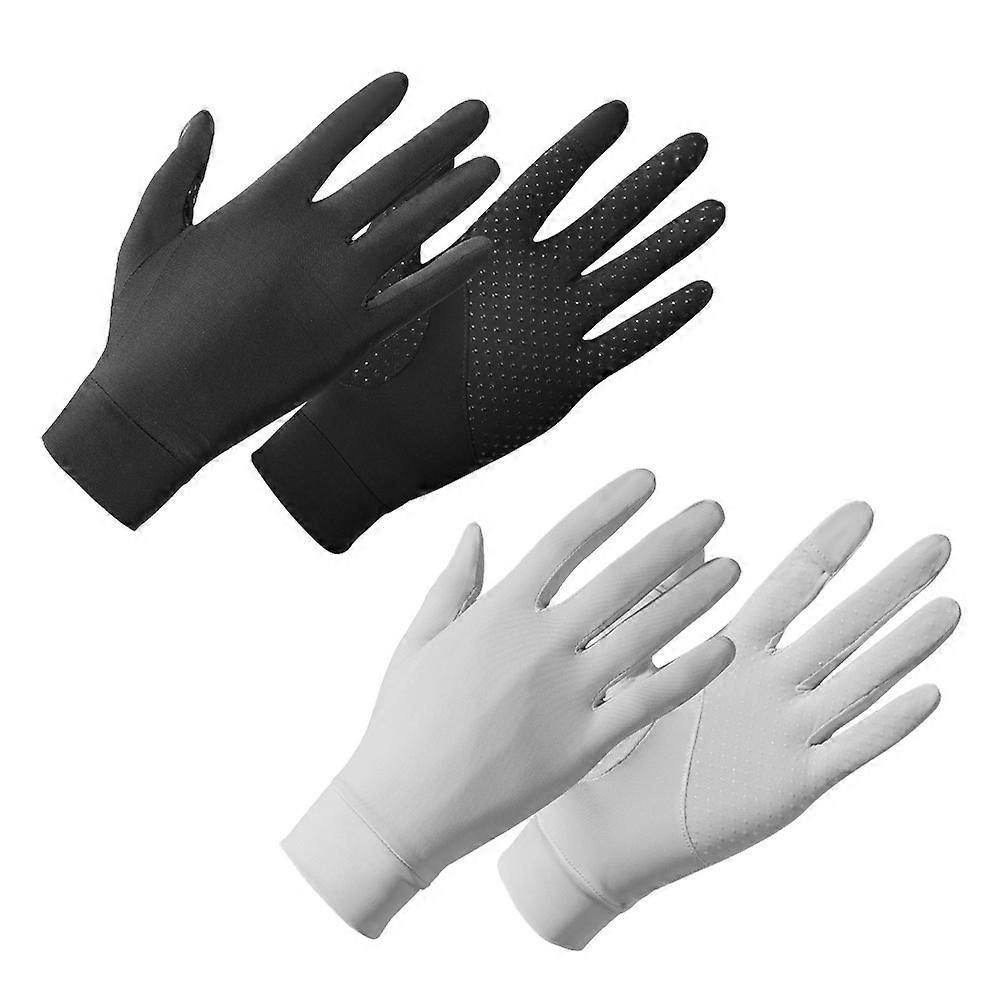 Guantes de seda Summer Ice, protector solar, sin dedos