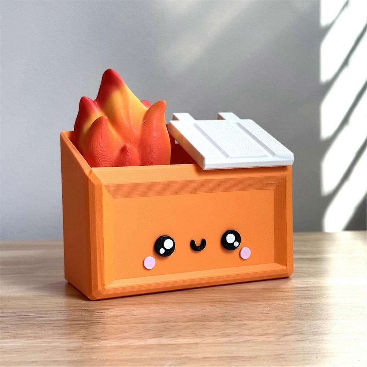 3D Printed Dumpster Fire Desktop Figurine Fun Accessory B