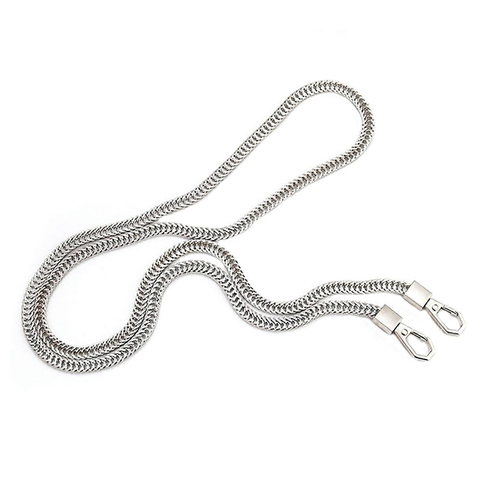 Luxury Small Handbag Snake Shape Bone Chain Cross-span Metal Covered Chain Replace Women's Bag Straps Replacement Silver 6 centimeters 1.2 me