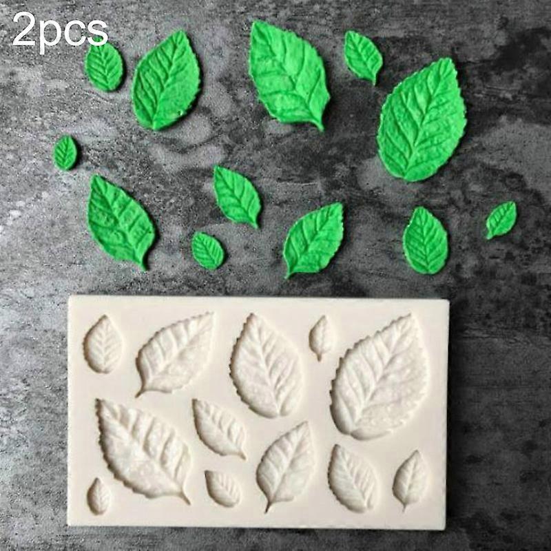 2PCS Sugarcraft Leaf Silicone Fondant Mold Cake Decorating Tools Chocolate Baking Mold Leaf Shape