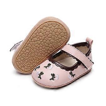 Flower Embroidery Shoe Baby Girl Shoes Crib Shoe for Newborns Preawalker Shoes Baby Jane Flats Princess Dress Shoes  Pink
