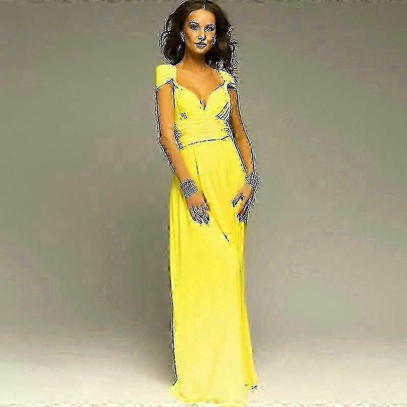 Multi-way Wrap Maxi Pour - Femmes Soirée Demoiselle d'honneur Vêtements Formels M Jaune