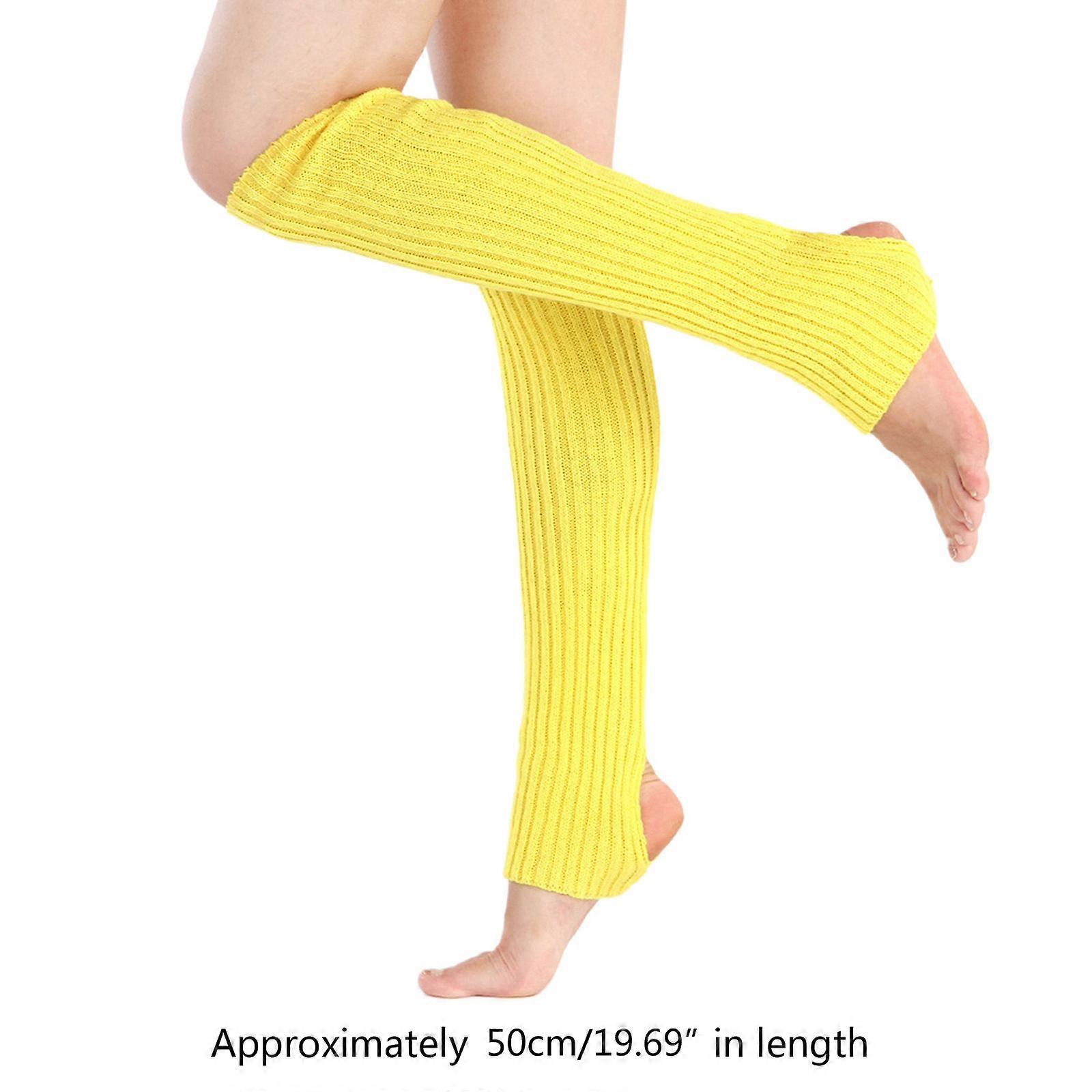 נשים לטיניות גרבי ברך גבוהות ניאון צבע אחיד מצולע סרוג ארכוב מחממי רגליים כושר ספורט מגף חפתים כיסוי ליוגה פילאטיס בלט ריקוד אדום