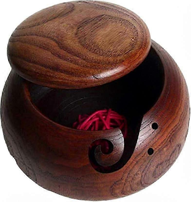 Wooden Yarn Storage Container with Cover for Knitting