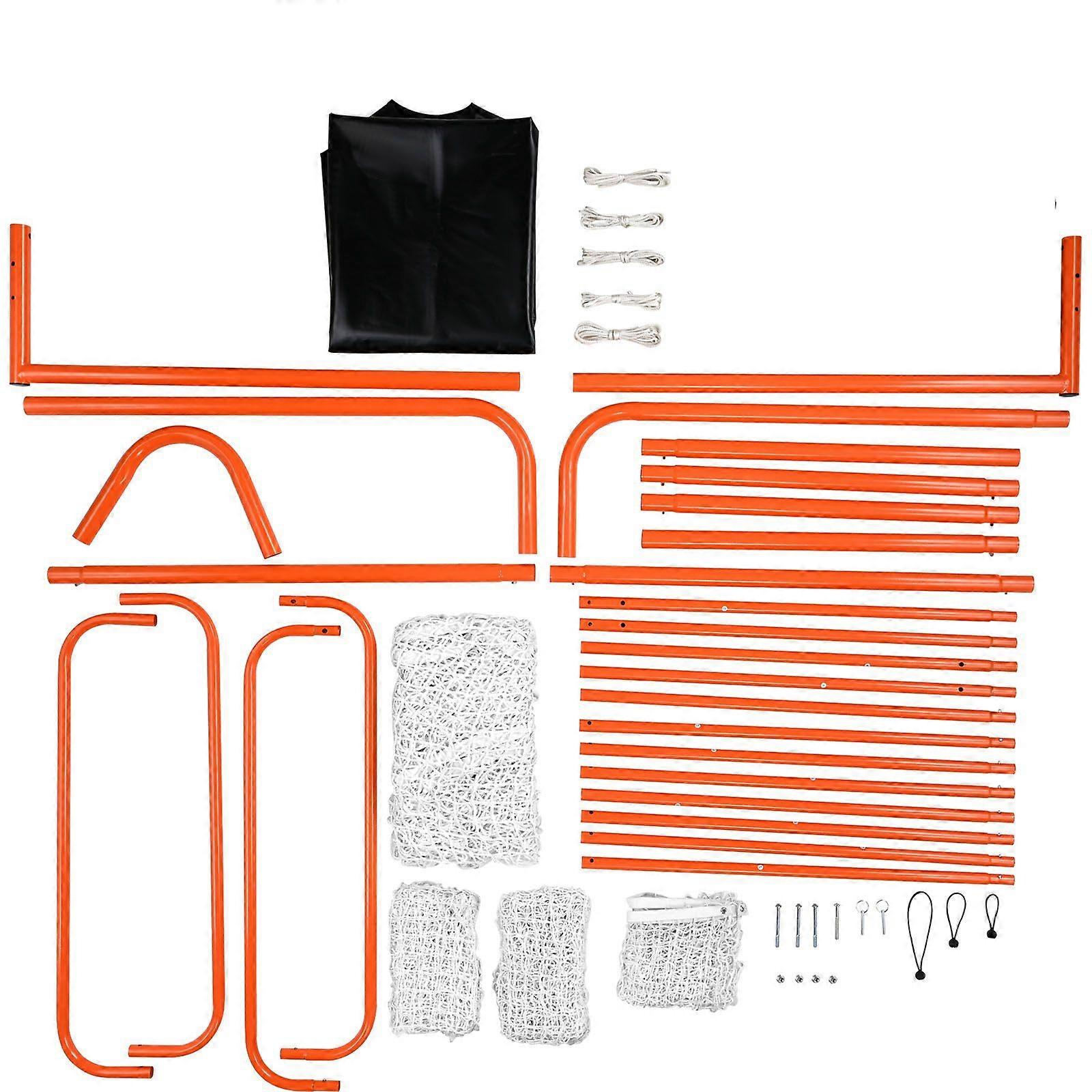 3-IN-1 Lacrosse Folding Goal mit Backstop und Target, 6' x 6' Lacrosse Net, Orange