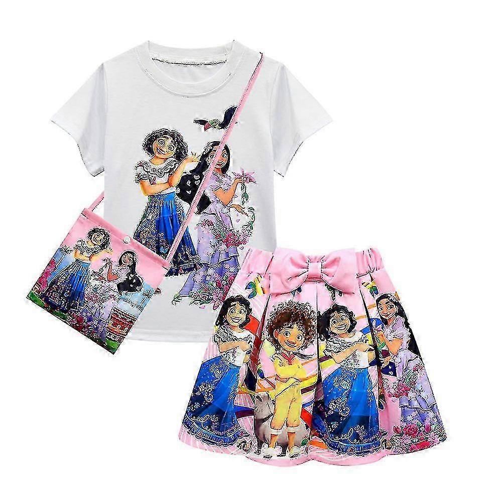 Encanto Mirabel καλοκαιρινή στολή παιδιά κορίτσι T-shirt κορυφή + φούστα + τσάντα σύνολο casual ρούχα
