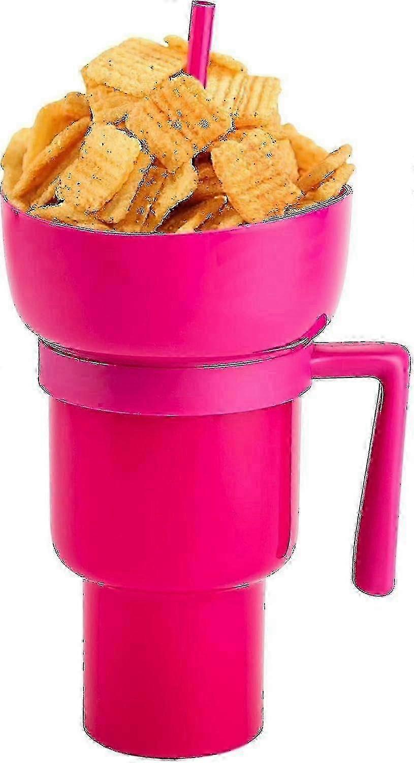 スナックとドリンクカップ2 in 1、スタジアムタンブラー、ストロー付きスナックカップボウル、再利用可能なスナックとドリンクカップ、スプラッシュプルーフ漏れ防止ポータブルスナックカップ、2段