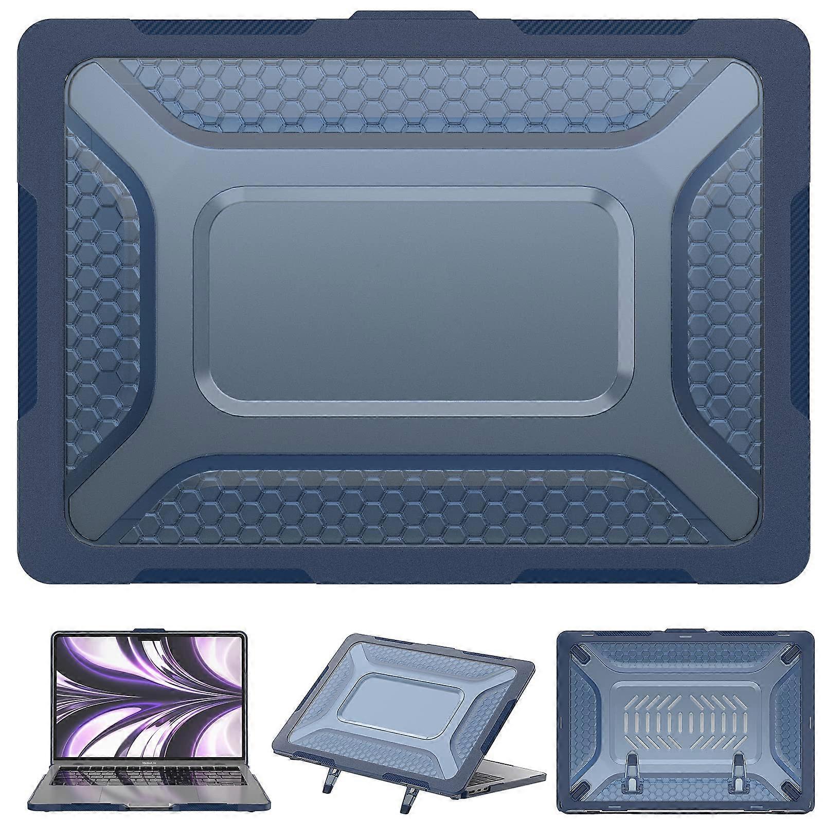 Hybird Case Compatible for MacBook Air 13.6' /,Classic Business Honeycomb PC Hard Shell + T Cover with Foldable Kickstand